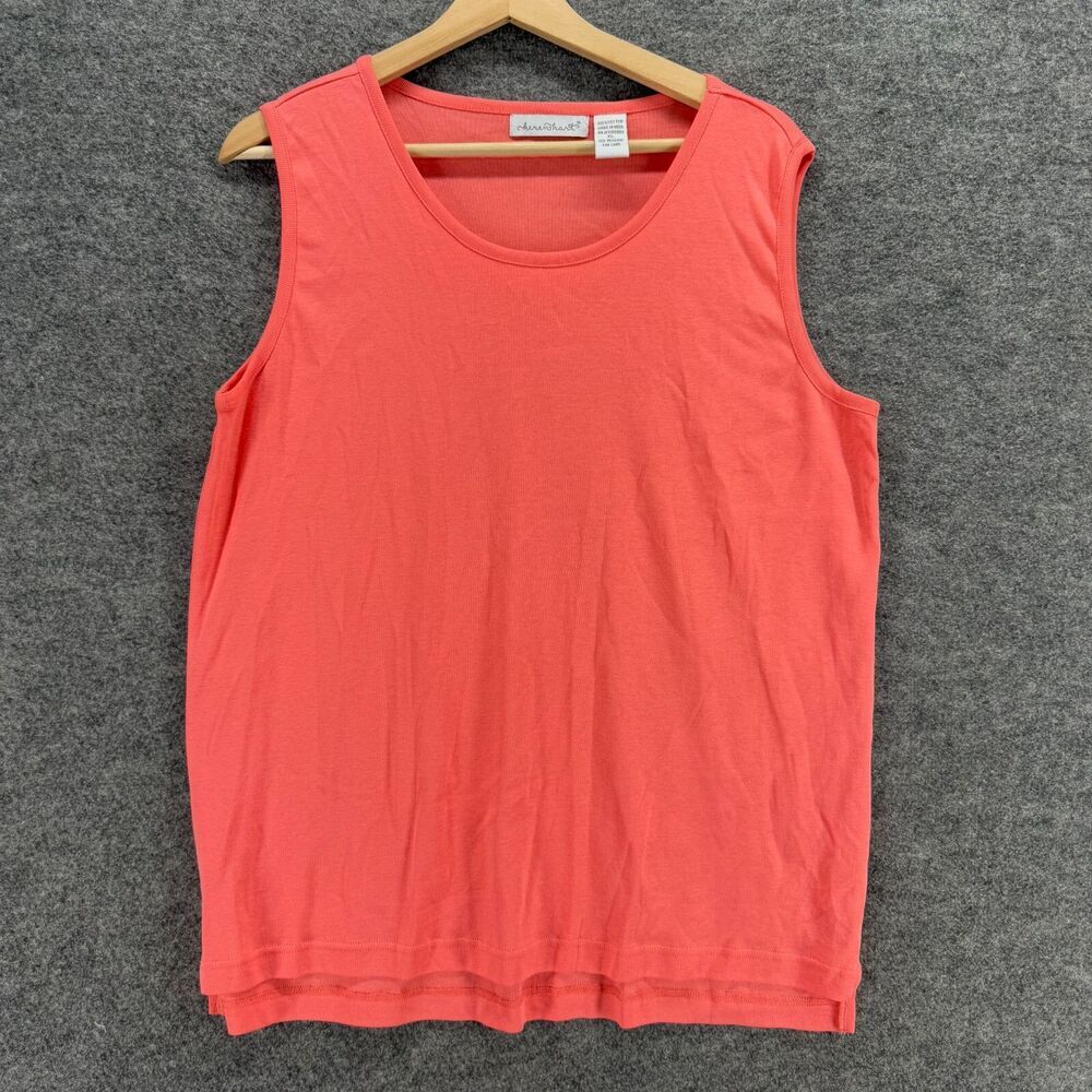 Keren Hart Top Women XL Pink Sleeveless Wide Strap Round Neck Cotton Casual